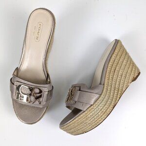 Coach | Tan Signature Logo Espadrille Platform Wedge Sandals Size 7.5